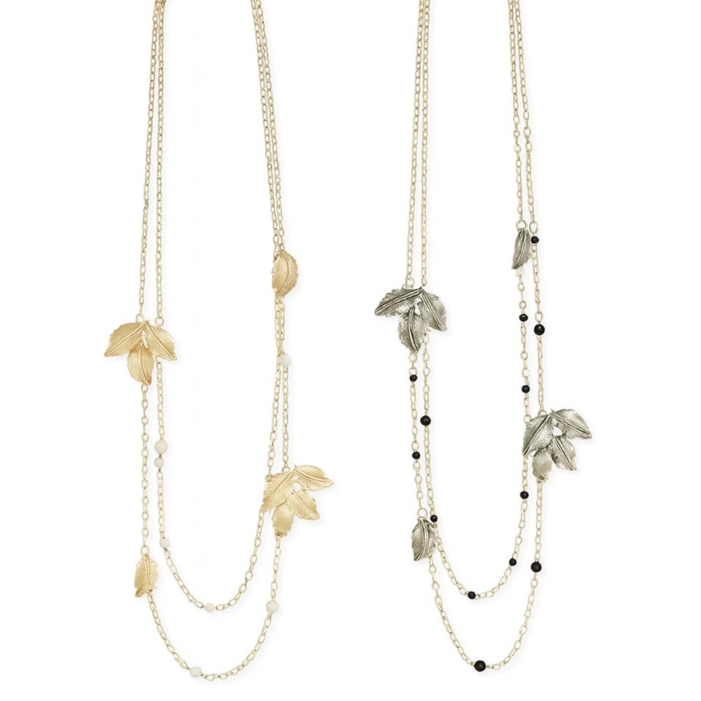 Layered Leaf Pendant Necklace – Gold or Silver Tone